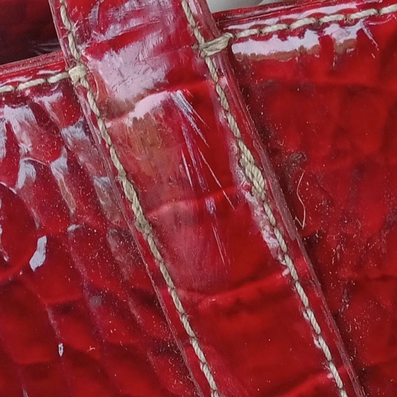 Liz Claiborne Shiny Red Croc-Embossed Tote - Picture 8 of 8